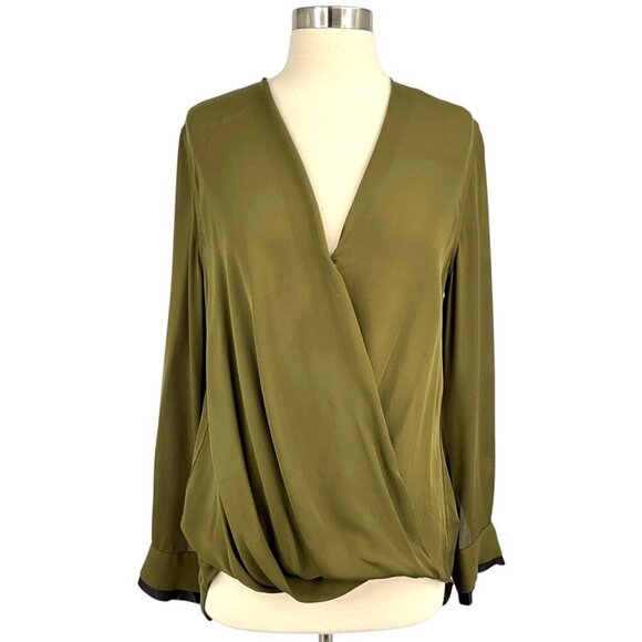 rag & bone Tops - rag & bone Victor Blouse Forest Green Size M 100% Silk Faux Wrap V Neck *READ*